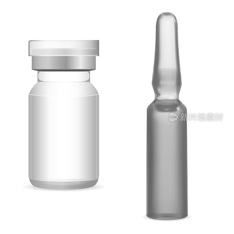 Glass medical vial. injection ampoule mockup, 3d